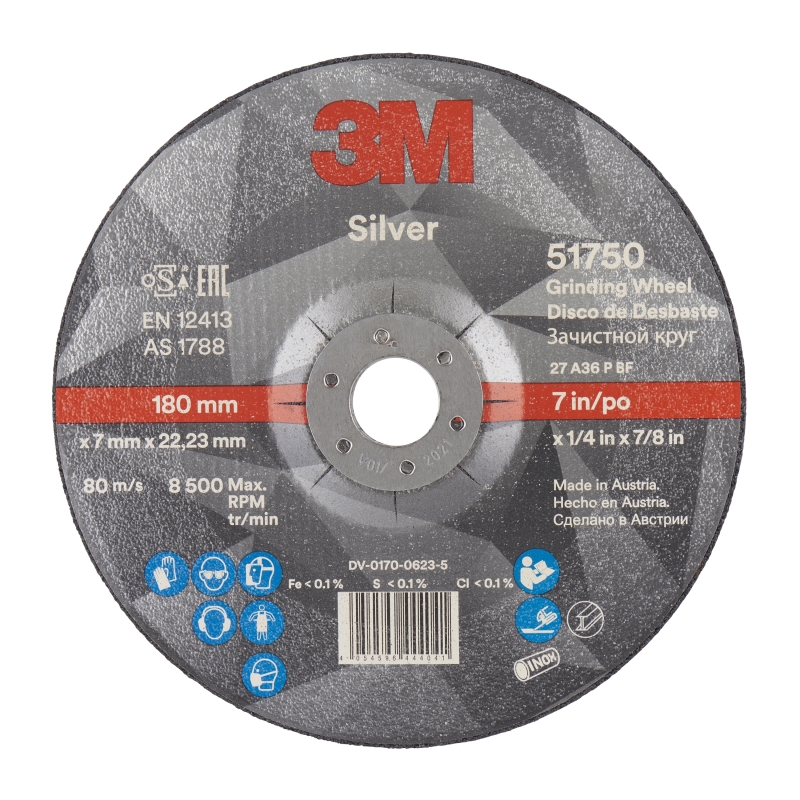 Disque à tronçonner 3M Silver, acier et inox